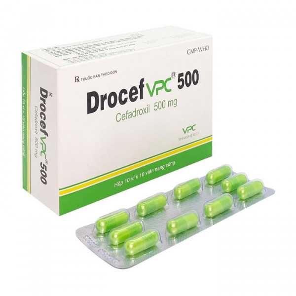 Drocef VPC 500 (hộp 10 vỉ x 10 viên)