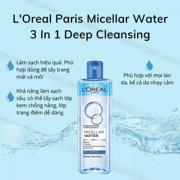 nước tẩy trang Loreal xanh đậm dành cho mọi loại da