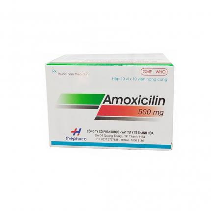 Amoxicillin 500mg Thephaco (Hộp 10 vỉ x 10 viên)