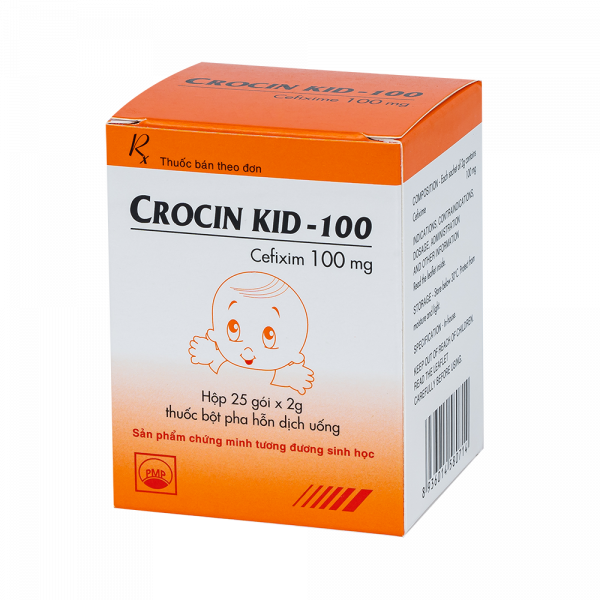 Crocin Kid 100mg trị nhiễm khuẩn nhạy cảm (Hộp 25 gói)