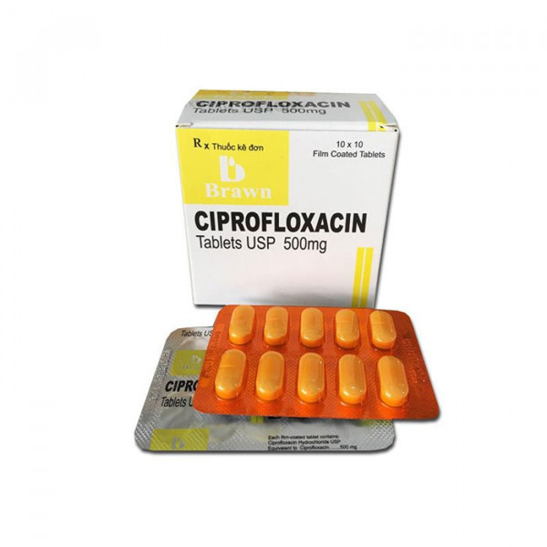 Ciprofloxacin 500mg Brawn (H 10*10 viên)