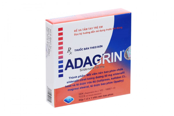 Adagrin 50mg trị rối loạn cương dương (1 vỉ x 1 viên)